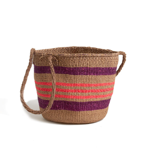 Purple and Pink Striped Satchel - Kenya